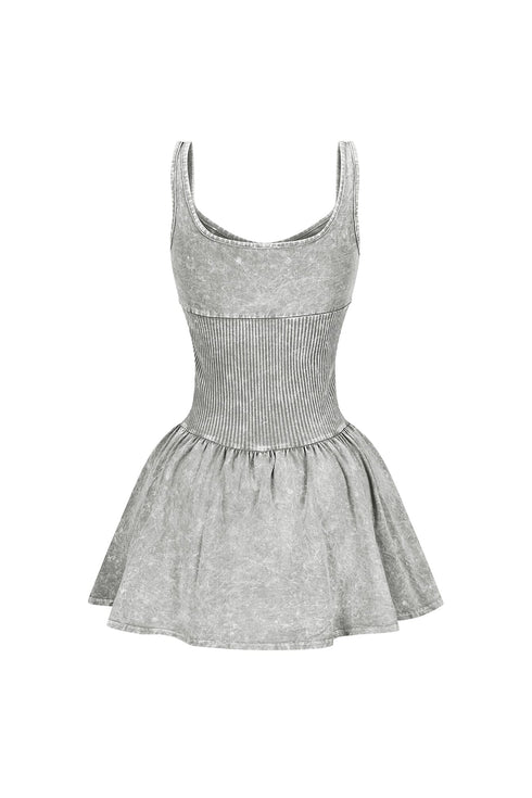 Lilith Mineral Washed Ribbed Cotton Corset Dress
